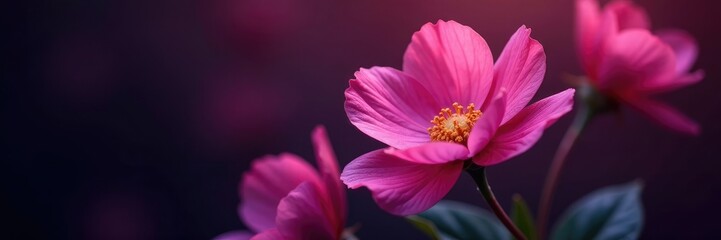 Fototapeta premium Flor con detalles de purpurina y rosado oscuro cerca de una pared, flor, detalhes
