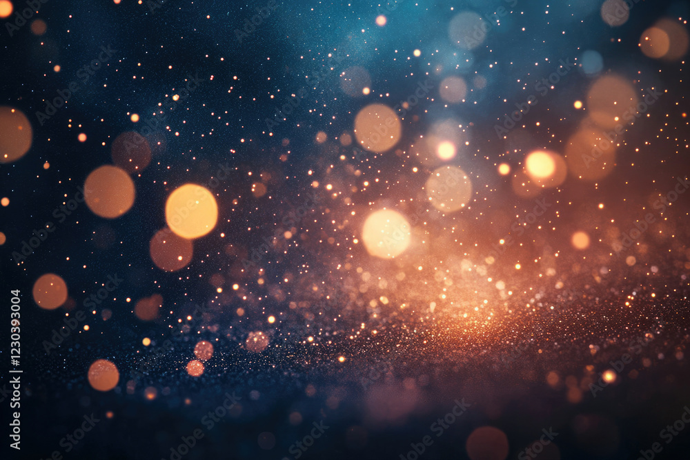 Poster abstract festive background with glittering bokeh lights and sparkles, perfect for celebrations.
