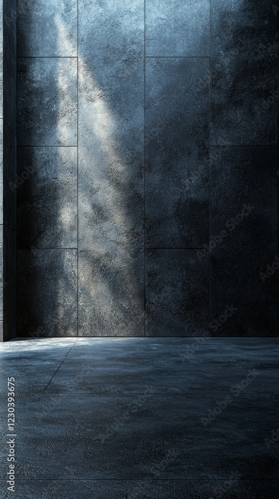Poster a dark gray matte environment showcases subtle textures, where soft light gently breaks through, cas