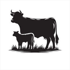 Dairy cow and calf vector