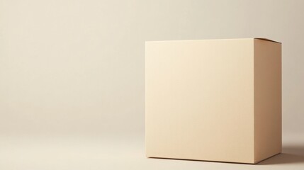 Beige cardboard box on light background.