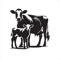 Dairy cow and calf vector