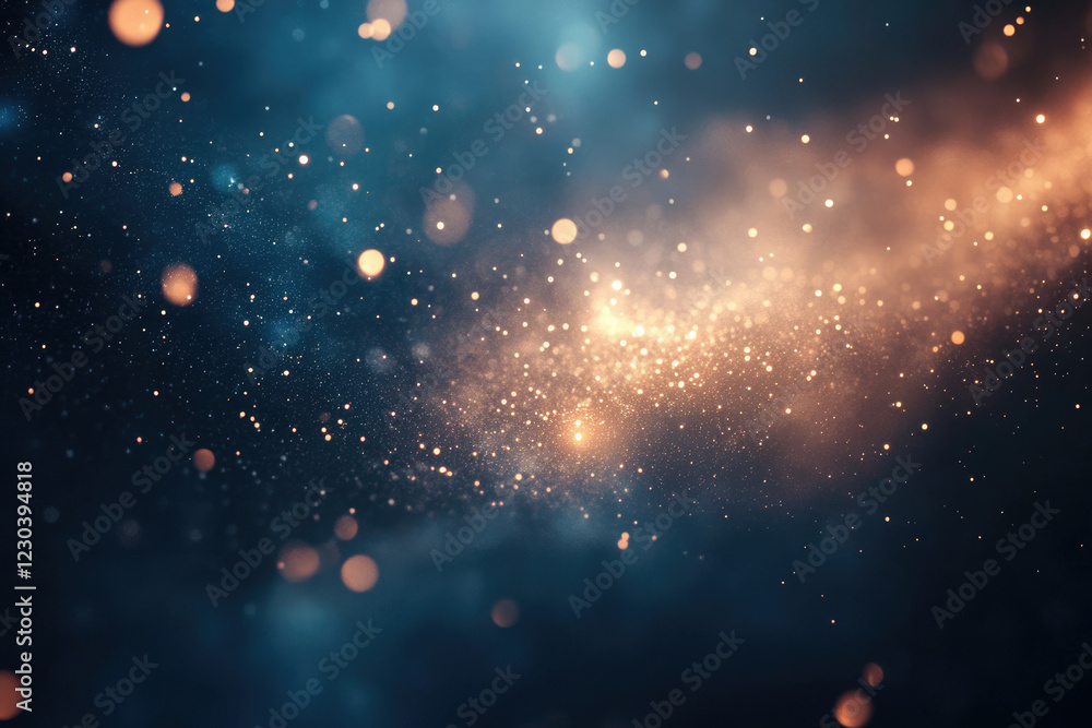 Aufkleber Abstract cosmic background with glowing particles and bokeh lights, creating a magical and dreamy atmosphere.