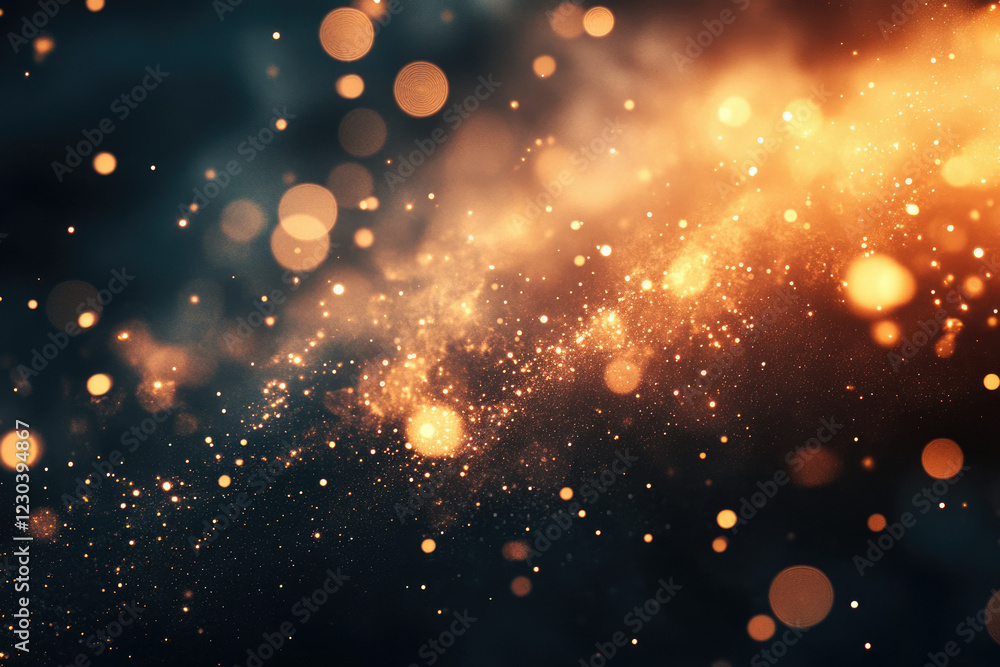 Aufkleber Abstract cosmic background with golden sparkles and bokeh lights, creating a magical and dreamy atmosphere.