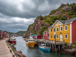 Fototapeta premium Quaint Quidi Vidi Fishing Village & Brewery, St. John's, Newfoundland, Canada