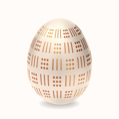 Luxury Easter egg with patten. Realistic easter white chicken eggs. Happy Easter card, banner, poster, greeting card, web, hunt celebration design with eggs. Vector illustration. Happy Easter egg