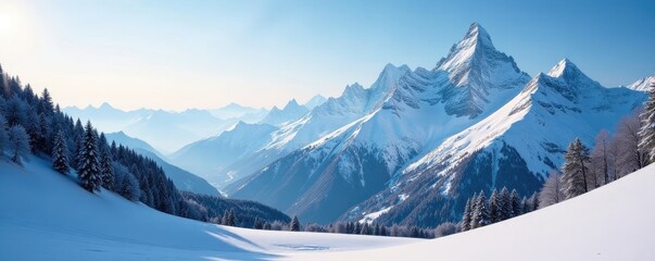 Serene mountain landscape with frozen peaks of Friuli Venezia Giulia, winter, friuli