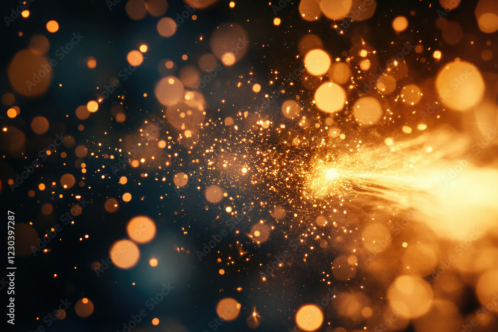 Aufkleber Glowing sparks and bokeh create a dynamic, fiery, and abstract image.