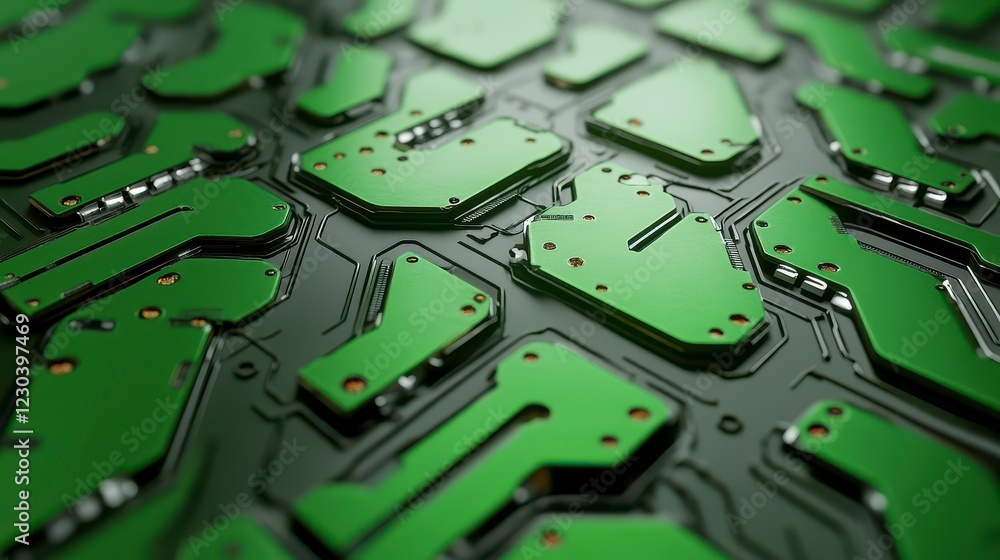 Poster intricate green circuit board texture a high resolution technology background