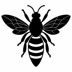 bee vector silhouette on white background