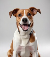 Silly dog making a goofy face, sitting on a white surface, white, goofy, sitting