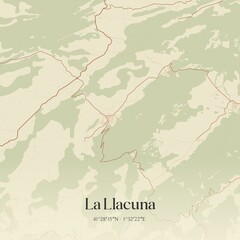 Obraz premium Retro Spanish map of La Llacuna, Catalu�a. Vintage street map.