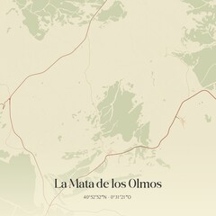 Fototapeta premium Retro Spanish map of La Mata de los Olmos, Arag�n. Vintage street map.