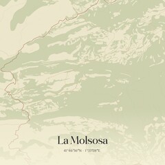 Retro Spanish map of La Molsosa, Catalu�a. Vintage street map.