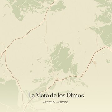 Retro Spanish map of La Mata de los Olmos, Arag�n. Vintage street map.