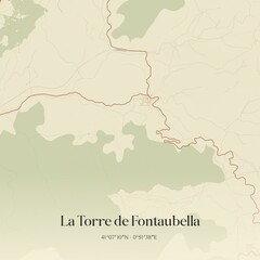 Obraz premium Retro Spanish map of La Torre de Fontaubella, Catalu�a. Vintage street map.