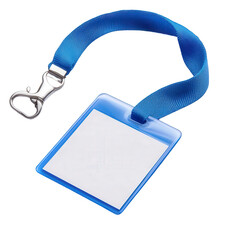 Blue Lanyard with Badge Holder Isolated on Black Background for Identification