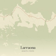 Retro Spanish map of Larraona, Comunidad Foral de Navarra. Vintage street map.