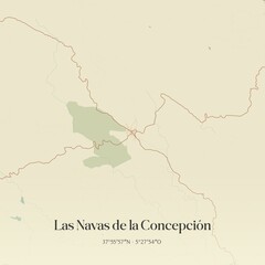 Fototapeta premium Retro Spanish map of Las Navas de la Concepci�n, Andaluc�a. Vintage street map.