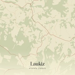 Retro Spanish map of Laukiz, Pa�s Vasco. Vintage street map.