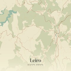 Obraz premium Retro Spanish map of Leiro, Galicia. Vintage street map.