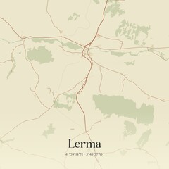 Fototapeta premium Retro Spanish map of Lerma, Castilla y Le�n. Vintage street map.