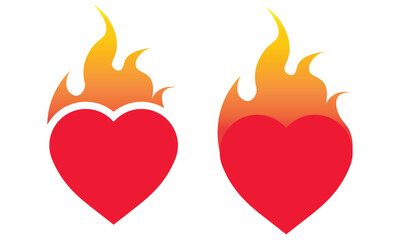 Heart icon with fire. Vector eps10.