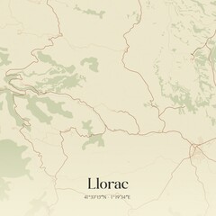 Retro Spanish map of Llorac, Catalu�a. Vintage street map.