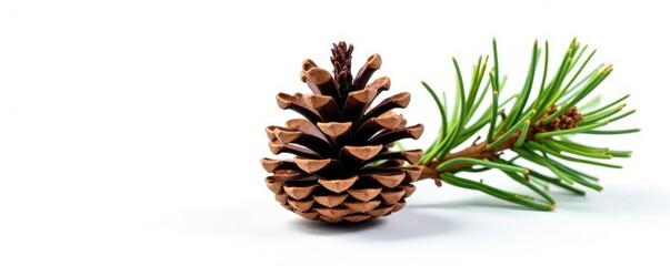 Isolated Pinecone on White Background with Resin, pine tree, pine cone, foliage