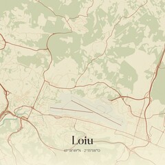 Retro Spanish map of Loiu, Pa�s Vasco. Vintage street map.