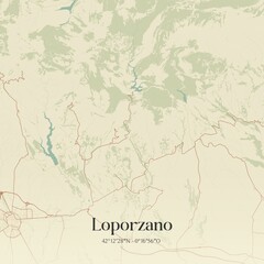 Retro Spanish map of Loporzano, Arag�n. Vintage street map.