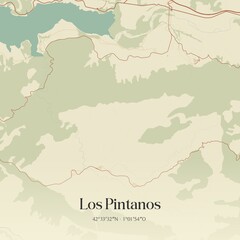 Fototapeta premium Retro Spanish map of Los Pintanos, Arag�n. Vintage street map.