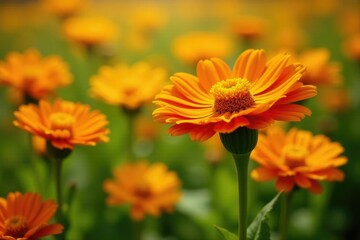 Fototapeta premium Large orange and yellow blanket flower blossoms in sunlight, yellow, garden, blanket flower