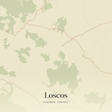 Retro Spanish map of Loscos, Arag�n. Vintage street map.
