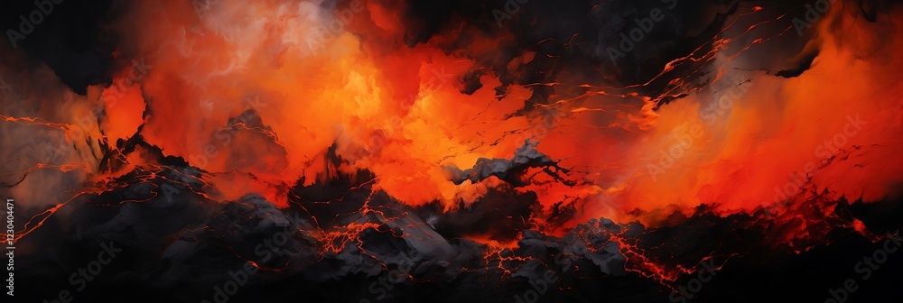 Poster fiery abstract: abstract fire flames lick and dance, creating a mesmerizing and chaotic scene of int
