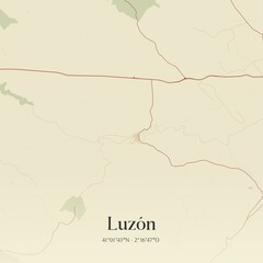 Retro Spanish map of Luz�n, Castilla-La Mancha. Vintage street map.