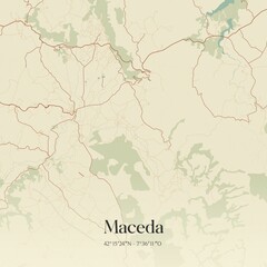 Obraz premium Retro Spanish map of Maceda, Galicia. Vintage street map.