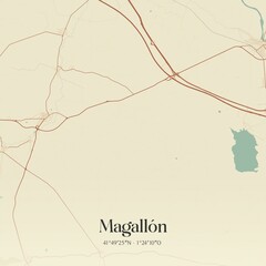 Retro Spanish map of Magall�n, Arag�n. Vintage street map.