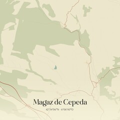 Obraz premium Retro Spanish map of Magaz de Cepeda, Castilla y Le�n. Vintage street map.