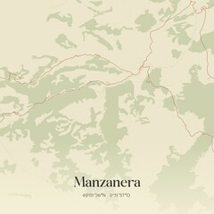 Retro Spanish map of Manzanera, Arag�n. Vintage street map.
