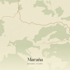 Obraz premium Retro Spanish map of Mara�a, Castilla y Le�n. Vintage street map.