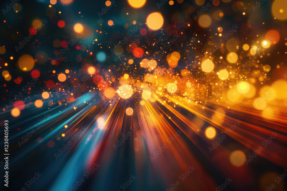 Fototapete abstract background with vibrant light streaks and bokeh, creating a dynamic and energetic visual.
