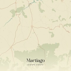Retro Spanish map of Martiago, Castilla y Le�n. Vintage street map.