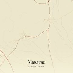 Retro Spanish map of Masarac, Catalu�a. Vintage street map.
