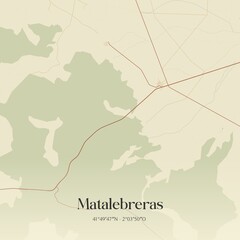 Obraz premium Retro Spanish map of Matalebreras, Castilla y Le�n. Vintage street map.