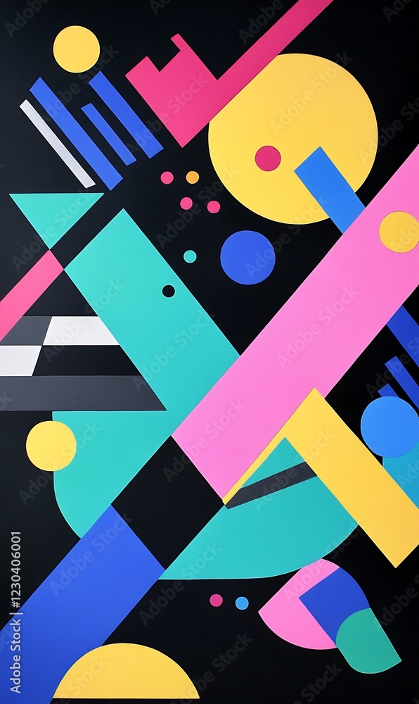 Aufkleber abstract geometric shapes and intersecting diagonal lines in rusty yellows, pinks, and blues as a vi