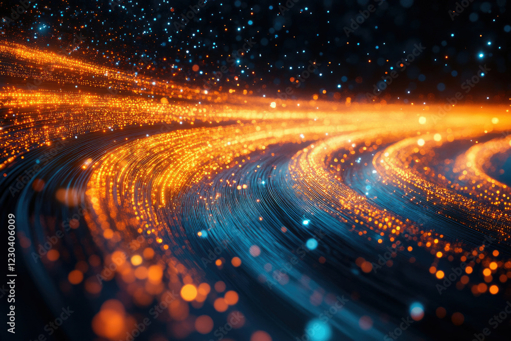 Aufkleber abstract swirling glowing lines and particles, resembling cosmic energy or data streams.