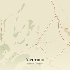 Retro Spanish map of Medrano, La Rioja. Vintage street map.