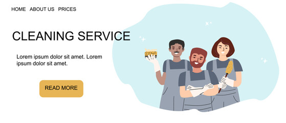 Professional cleaning service team with supplies for home and office maintenance.