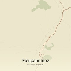 Retro Spanish map of Mengamu�oz, Castilla y Le�n. Vintage street map.